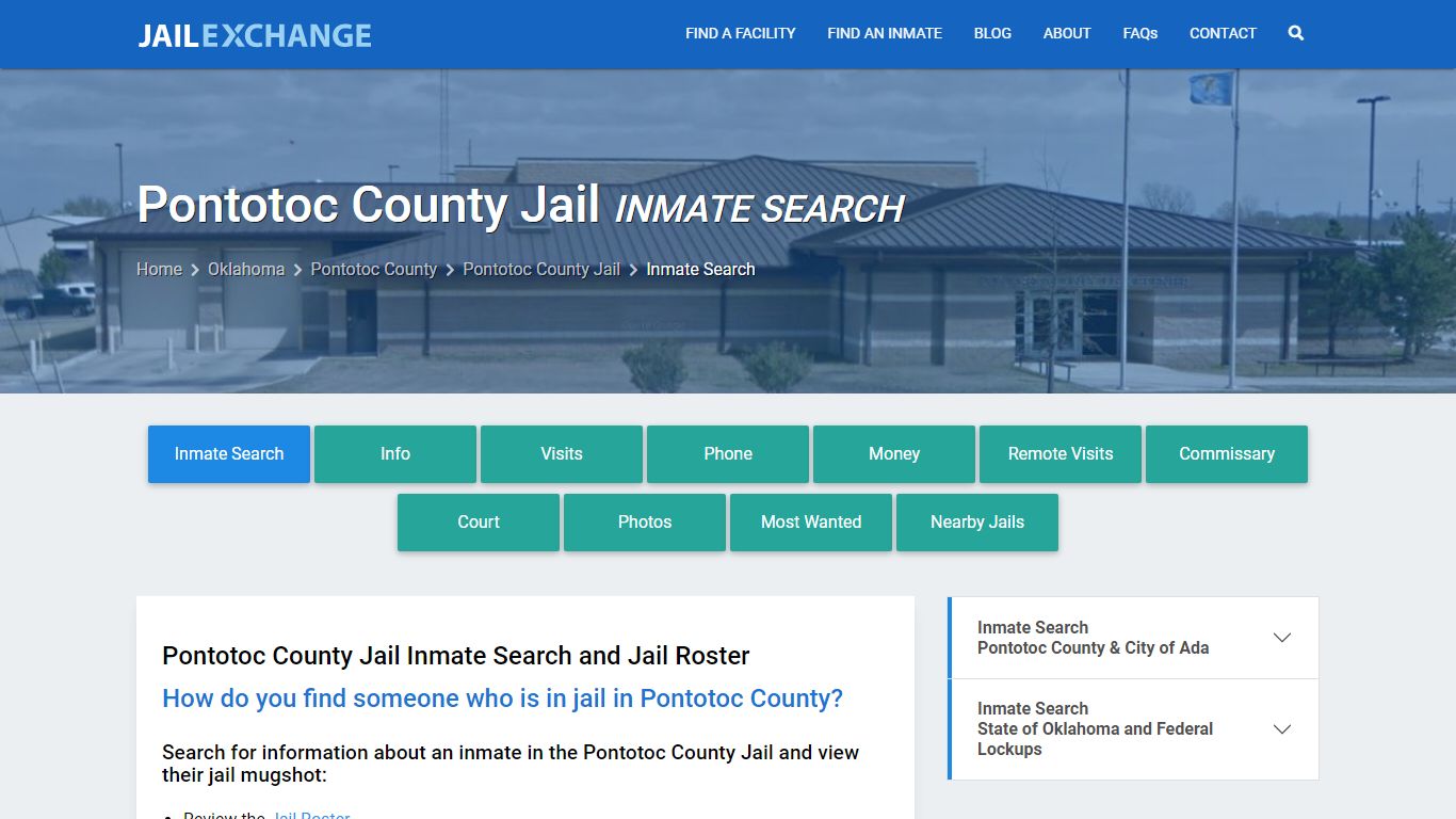 Pontotoc County Jail Inmate Search - Jail Exchange
